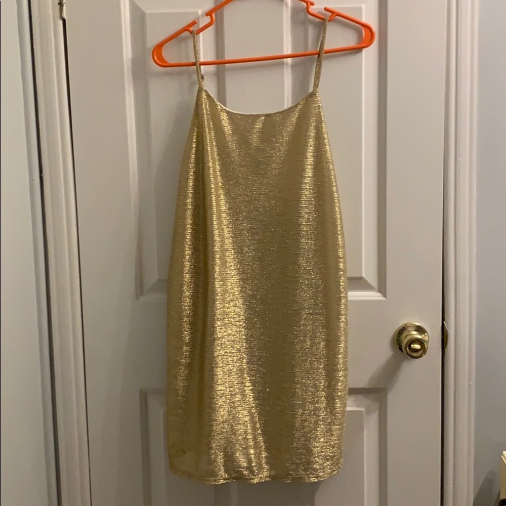 Anna Grace shinny gold disco boutique dress small